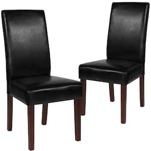 Black Leather Dining Chairs (Set of 2)