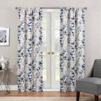 Multi-Colored Floral Rod Pocket Blackout Curtain - 37 in. W x 84 in. L