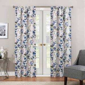 Multi-Colored Floral Rod Pocket Blackout Curtain - 37 in. W x 84 in. L