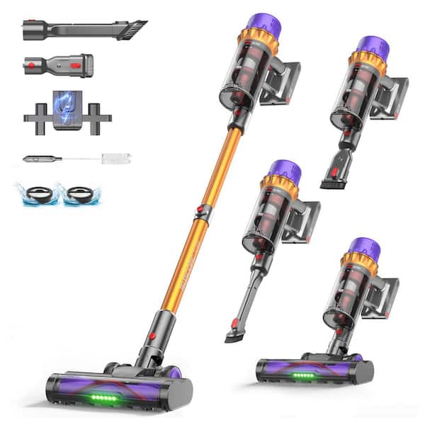 550W 50KPA Bagless Cordless Upright Vacuum 7Layer Filtration, 1.5L Dust Bin, Anti-Tangle Brush, 80min Runtime, LED Light