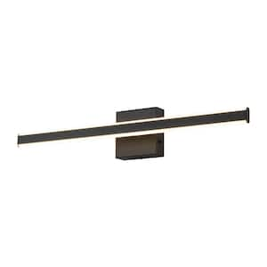 Mira 23.8 in. 1-Light Matte Black Linear Dimmable LED Vanity Light