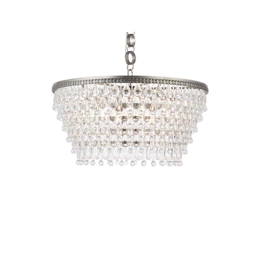 Nordic Ice 6-Light Antique Silver Chandelier with Royal Cut Clear Crystals