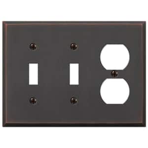 Manhattan 3 Gang 2-Toggle and 1-Duplex Metal Wall Plate - Aged Bronze