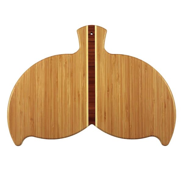 Unbranded 1-Piece Natural Wood Color Bamboo Whale Tail Serving and Cutting Board, 14-1/2 in. x 10-1/2 in.