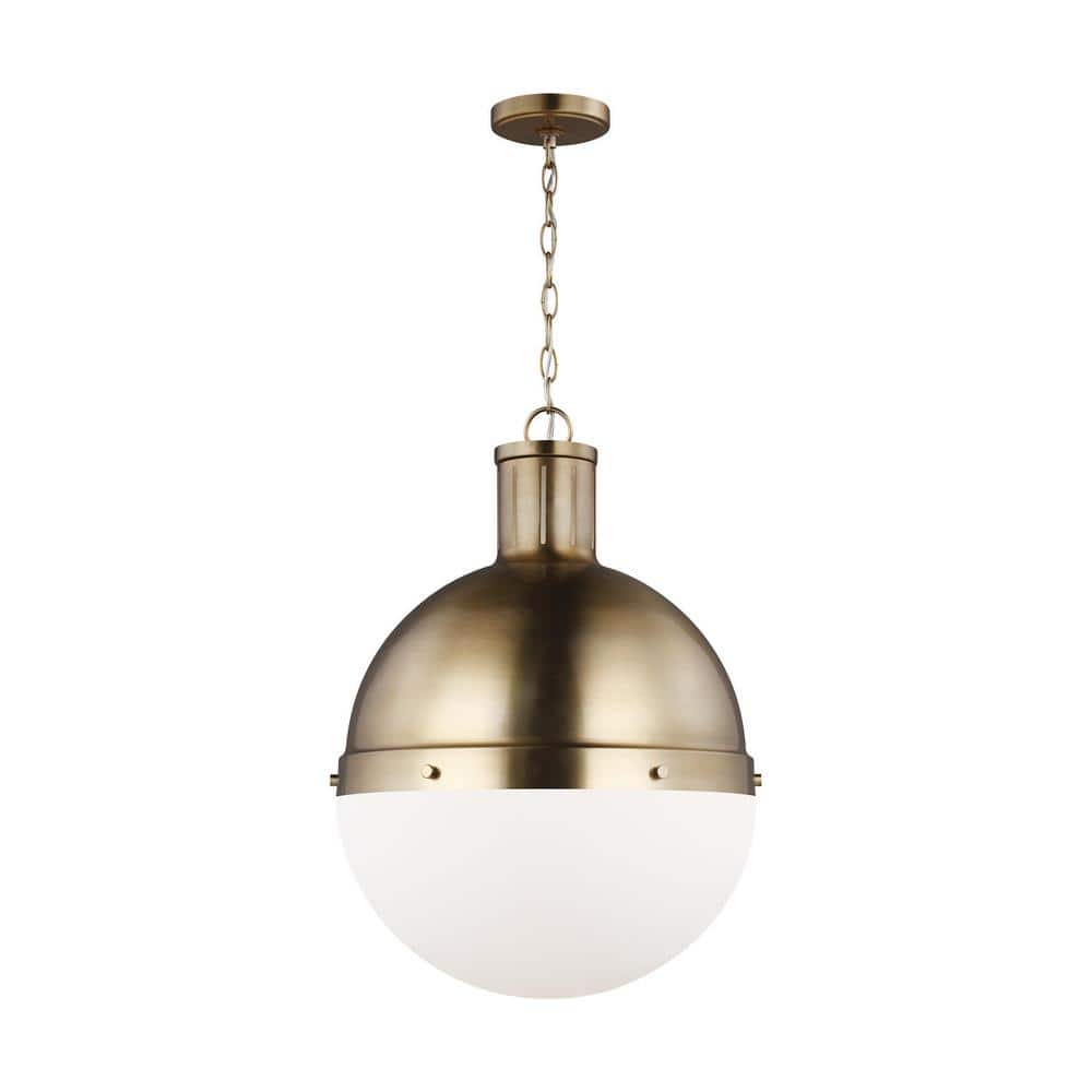 Hanks Satin Brass Globe Pendant with Smooth White Glass Shade