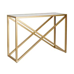 Calix 42 in. Brass/Clear Standard Rectangle Glass Console Table