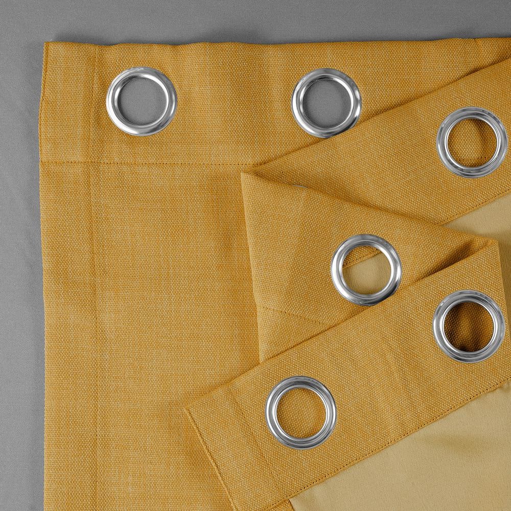 Dandelion Gold Faux Linen Blackout Grommet Window Panel - 84 in. Length