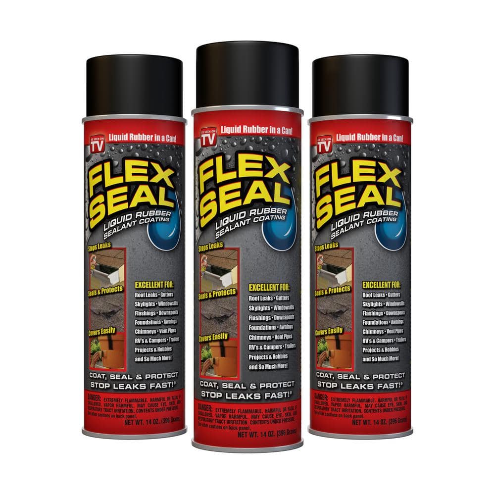 Flex Seal Black 14 oz. Aerosol Liquid Rubber Sealant Coating (3-pack)