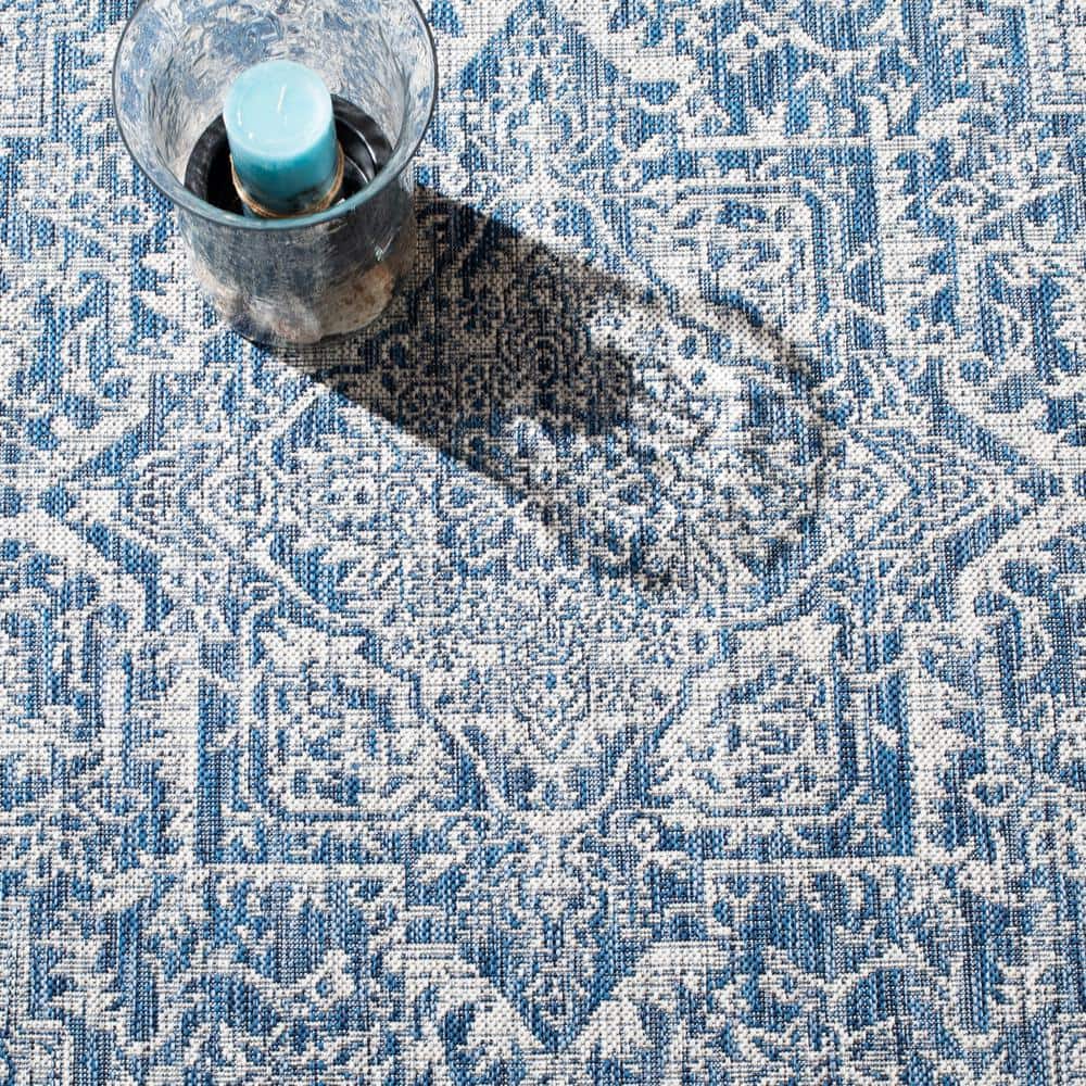 Modern Gray Synthetic 4'x5'7" Non-Slip Indoor/Outdoor Rug