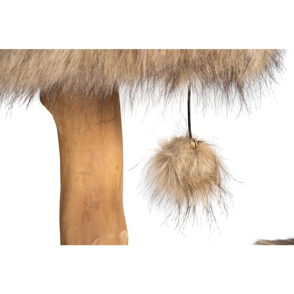 Alba 43" Brown and Gray Wooden Cat Tree with Plush Perches