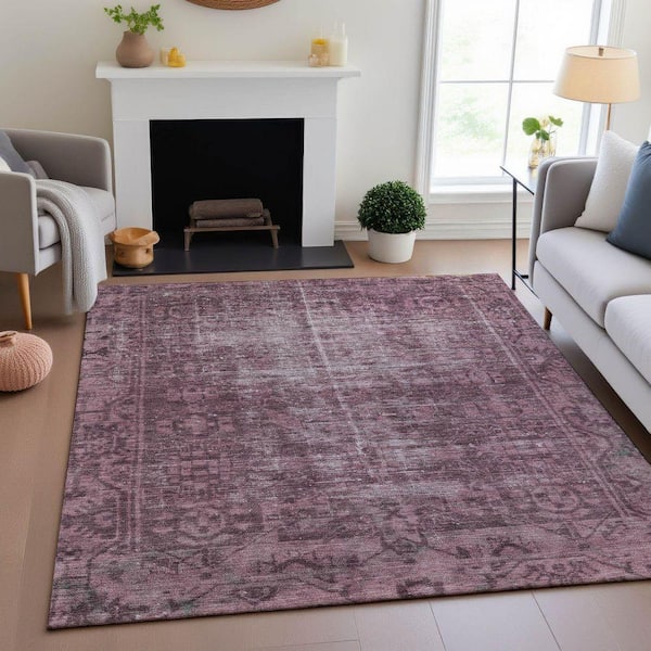 Mayfield Premium Machine Washable Abstract AMF1228 Merlot 5 ft. x 7 ft. 6 in. Area Rug