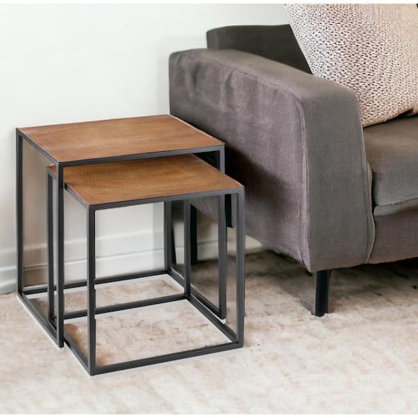 HomeRoots 19.75 in. Brown Rectangle Resin End Table