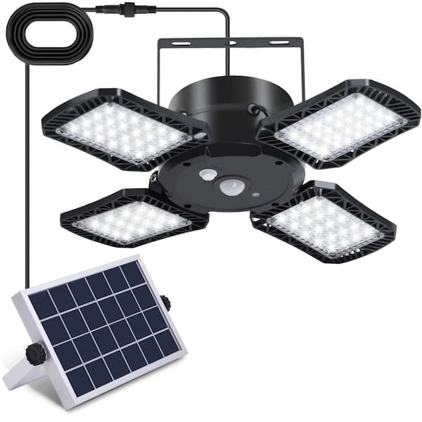 10.5 in. W x 5.7 in. H 1000 LM Foldable and Rotatable Solar Shed Lights Accessory Kit with 128 LED Bulbs Remote Control