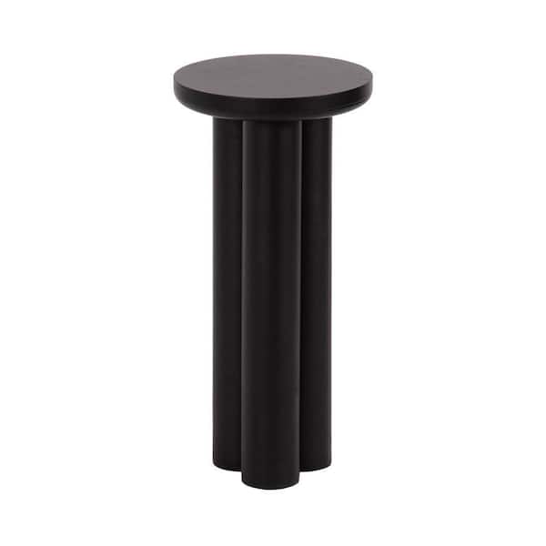 Pylar 10 in. Black Round Wooden End Table