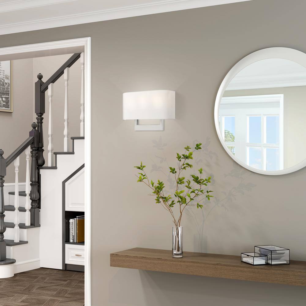 Brushed Nickel 3-Light ADA Compliant Wall Sconce with Fabric Shade