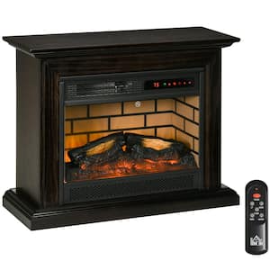 31 in. Freestanding Electric Fireplace in Brown with Dimmable Flame Effect and Mantel, Space Heater with Remote Control