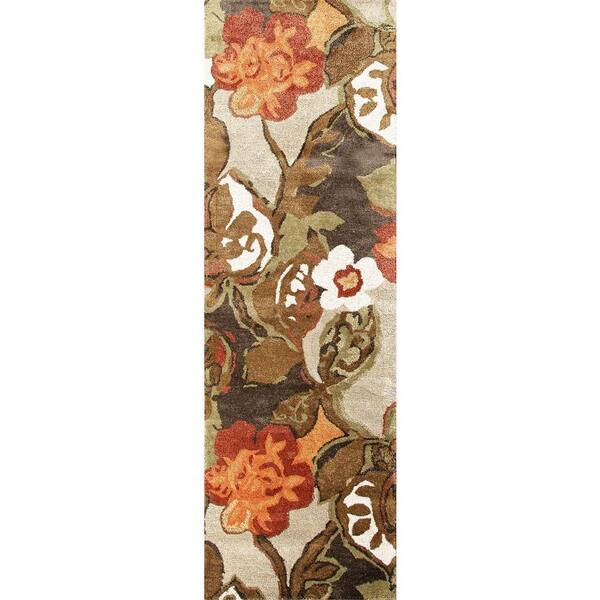 Home Decorators Collection Hand Tufted White Ice 3 ft. x 12 ft. Floral Runner Rug