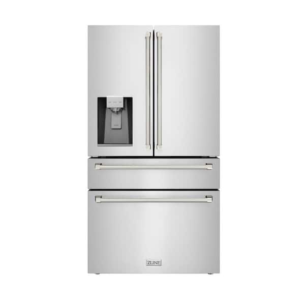 Autograph Edition 36 in. Counter-Depth French Door 22.5 cu ft Refrigerator in Stainless Steel with Nickel Helix Handles