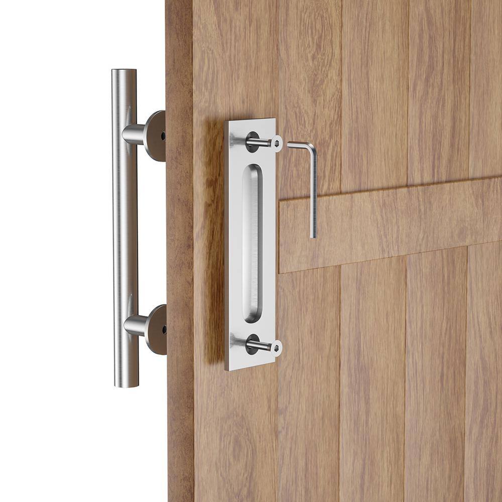 12'' Silver Stainless Steel Round Barn Door Handles (2-Piece)