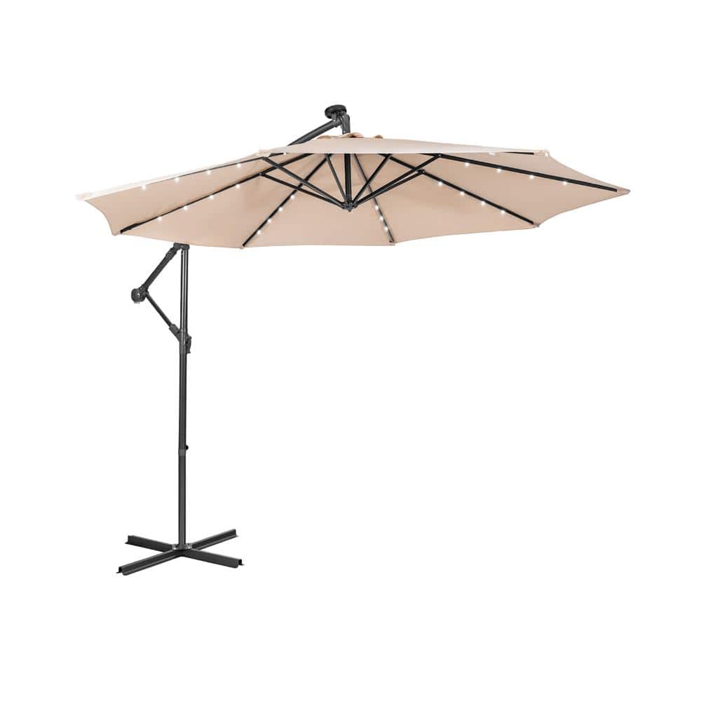 10 ft Solar Powered Cantilever Patio Umbrella with Tilt System for Backyard, Beige price history on PriceWatchPro