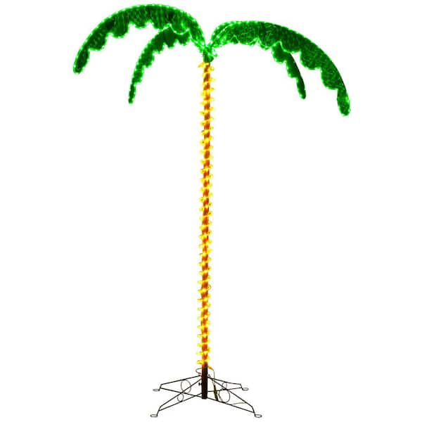 7.5 FT Lighted Artificial Palm Tree w/332 LED Lights Holographic Trunk & Fronds Christmas