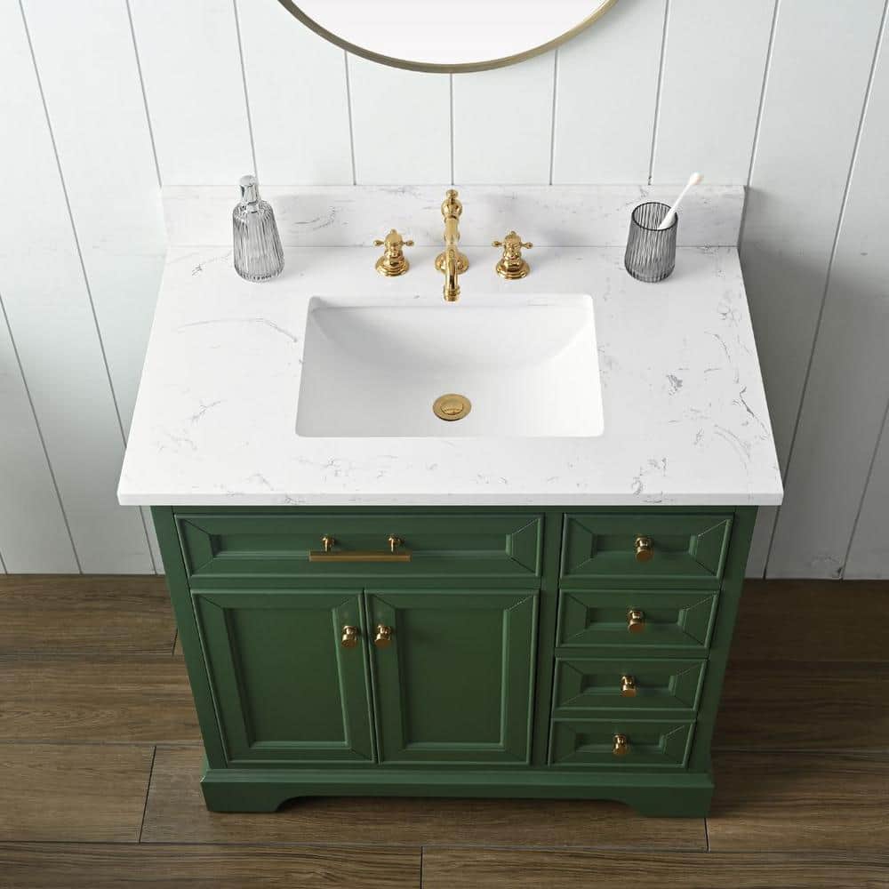 Thompson 36'' Evergreen Freestanding Bathroom Vanity with Gold Hardware