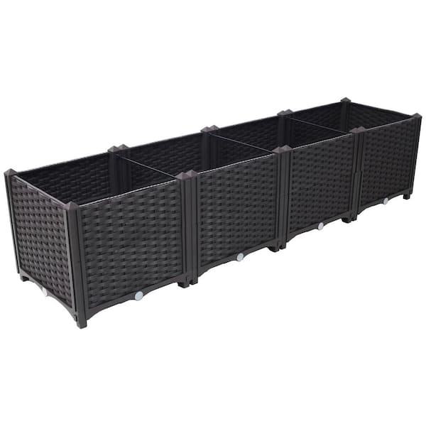 Cubilan PVC Brown Deep Raised Garden Plastic Planter Box , 63 in.L X 15.7 ft. D X 14.7 ft. H