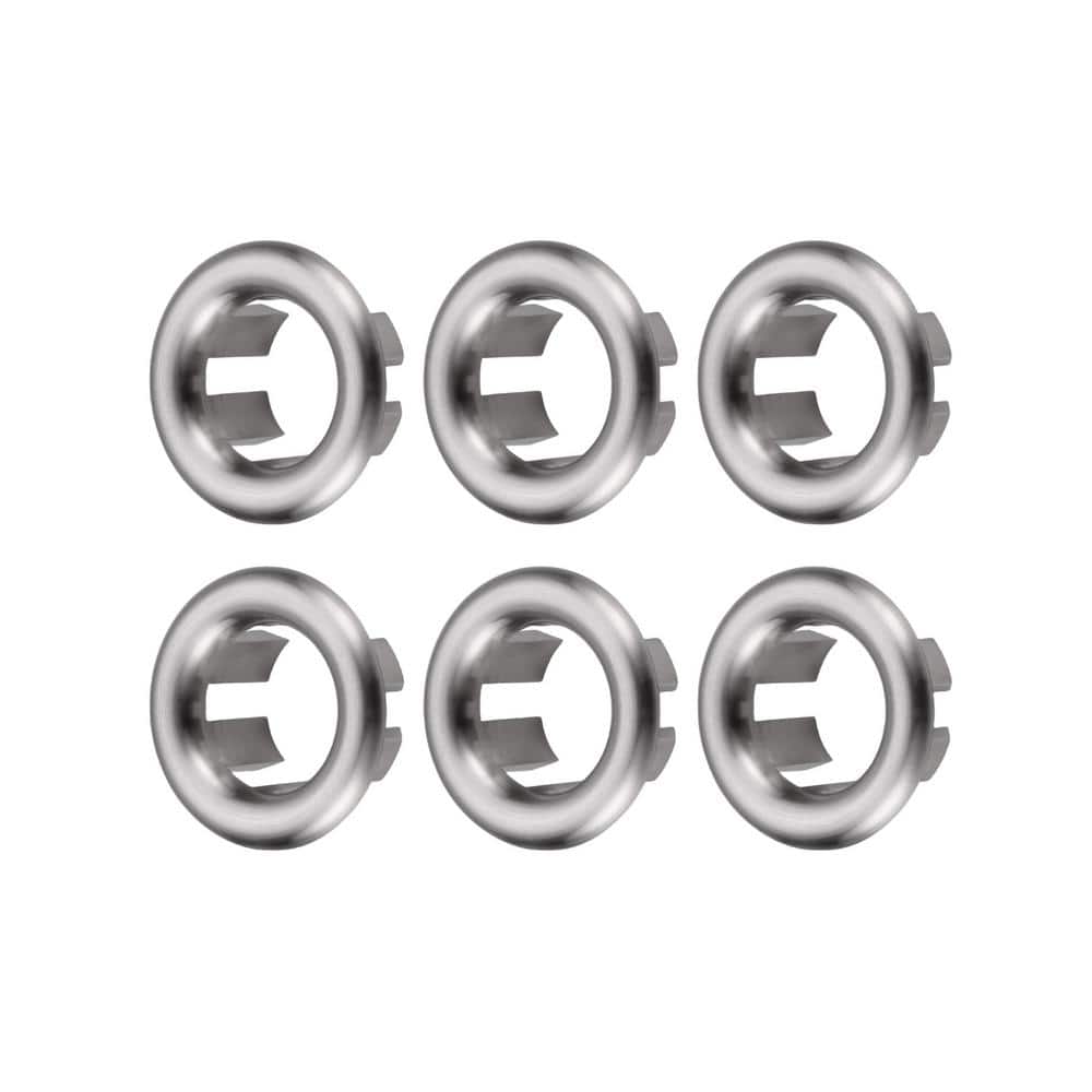 ALEASHA 1.2 in. Sink Basin Trim Overflow Cover Plastic Insert in Hole Round Caps in Brushed