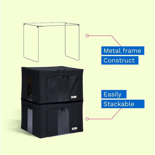 OrganizeMe 2-Pack Large Corner Collapsible Pop Up Storage Bins - Gray/Grey