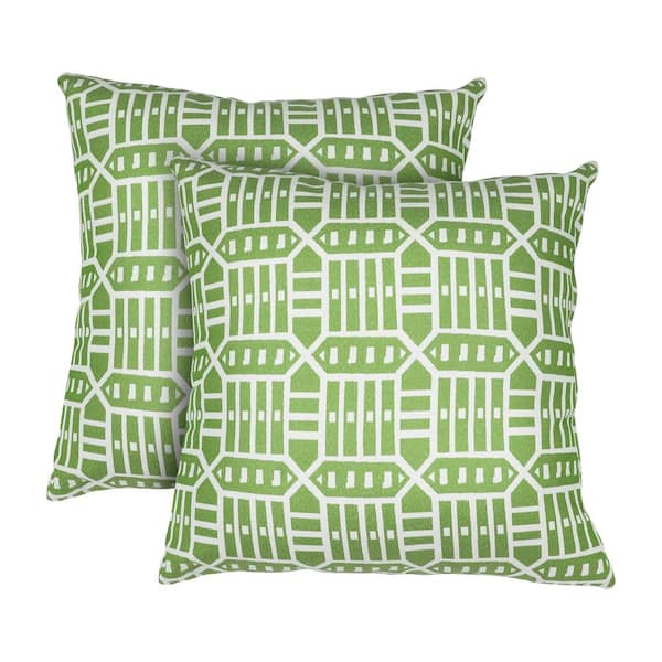 Astella Roland Green Square Outdoor Accent Lounge Throw Pillow (Set of 2)