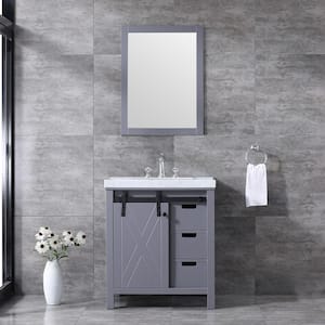 Marsyas 30 in W x 22 in D Dark Grey Bath Vanity, Carrara Marble Countertop, Faucet Set and 28 in Mirror