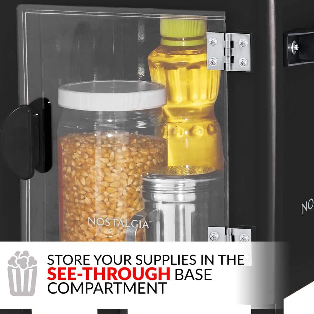 Vintage Black Popcorn Cart with 2.5-Ounce Kettle