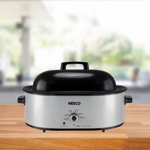 Nesco 18 qt. Silver Roaster Oven with Porcelain Cookwell MWR18-47