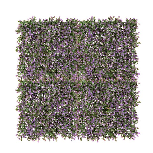 NATURAE DECOR Superior UV Resistant Quality artificial foliage 20 in. x 20 in. hedge lavender panels (4pcs)