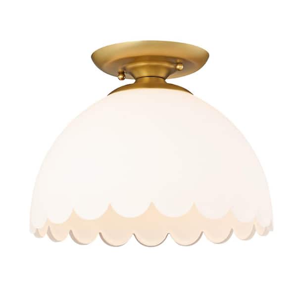 Golden Lighting - Dorinda 12.25 in. 1-Light Brushed Champagne Bronze Semi-Flush Mount