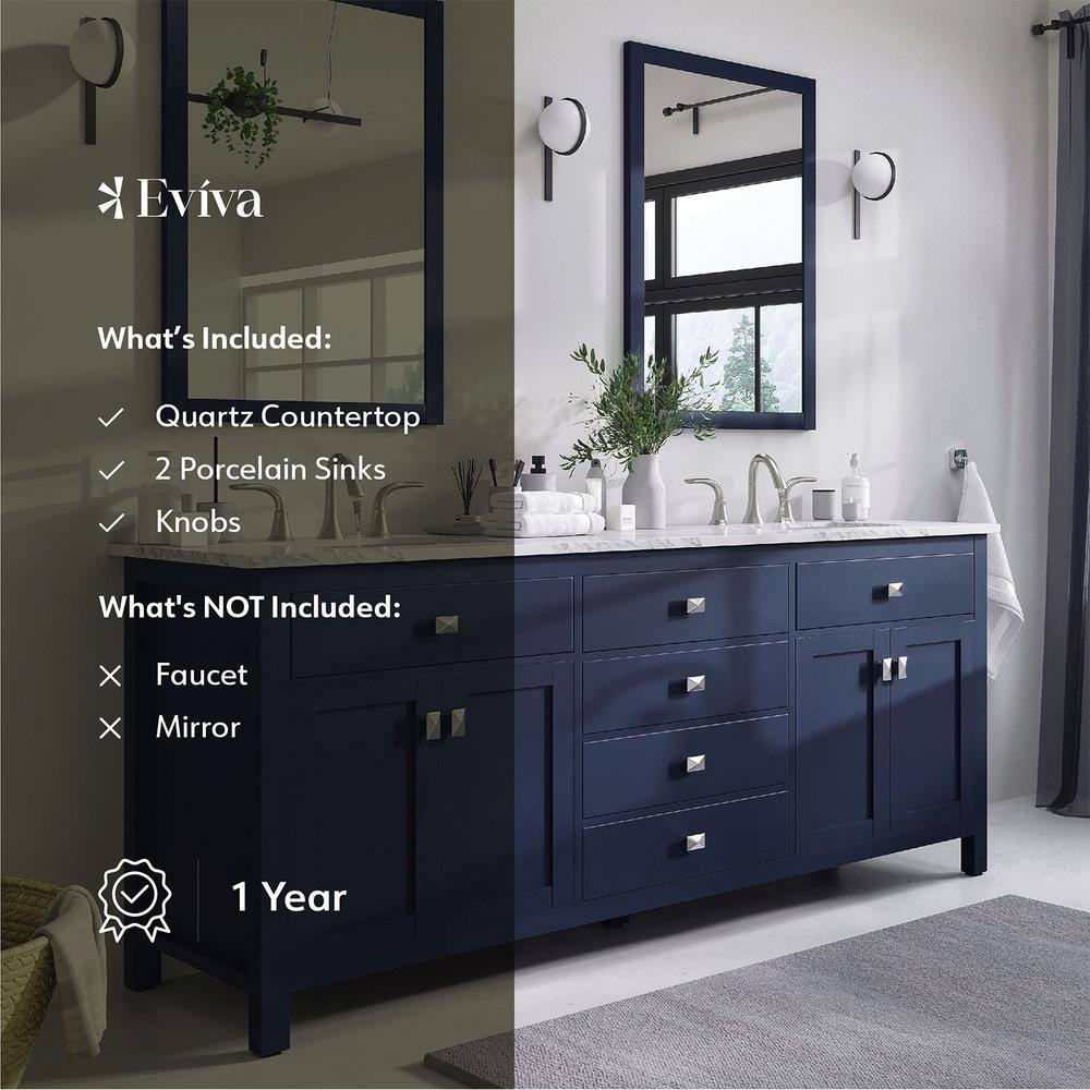 Artemis 60" Blue Double Sink Vanity with Quartz Top