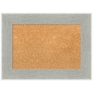 Glam Linen Grey 23.12 in. x 17.12 in. Framed Corkboard Memo Board