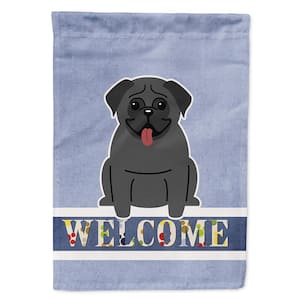 11 in. x 15-1/2 in. Polyester Pug Black Welcome 2-Sided 2-Ply Garden Flag