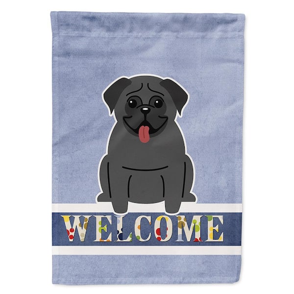Caroline's Treasures 11 in. x 15-1/2 in. Polyester Pug Black Welcome 2-Sided 2-Ply Garden Flag