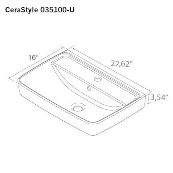Duru White Ceramic Rectangular Wall-Mount Bathroom Sink