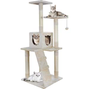 52 in. Cat Tree Furniture Kittens Activity Tower with Scratching Posts Kitty Pet Play