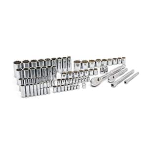 1/4 in. and 3/8 in. Drive 12-Point Standard & Deep SAE/Metric Ratchet and Socket Mechanics Tool Set (76-Piece)