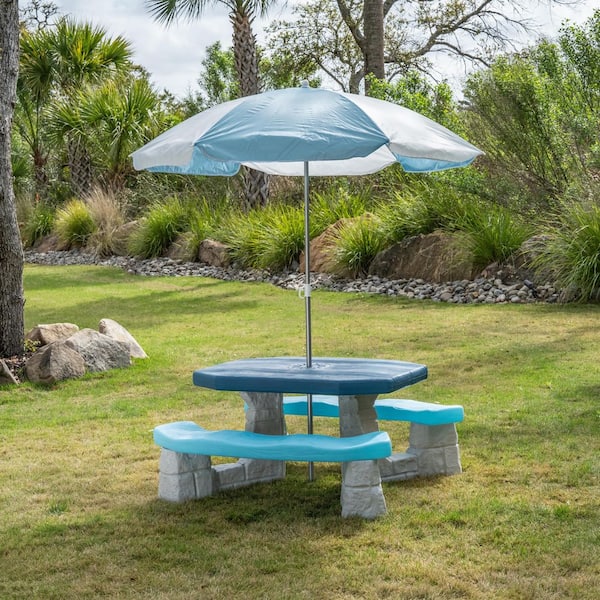 Sun and Fun Picnic Toddler Table with Umbrella and Easy to Clean Construction