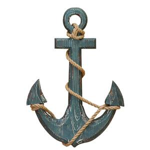 Nautical Distressed Wooden Anchor With Rope