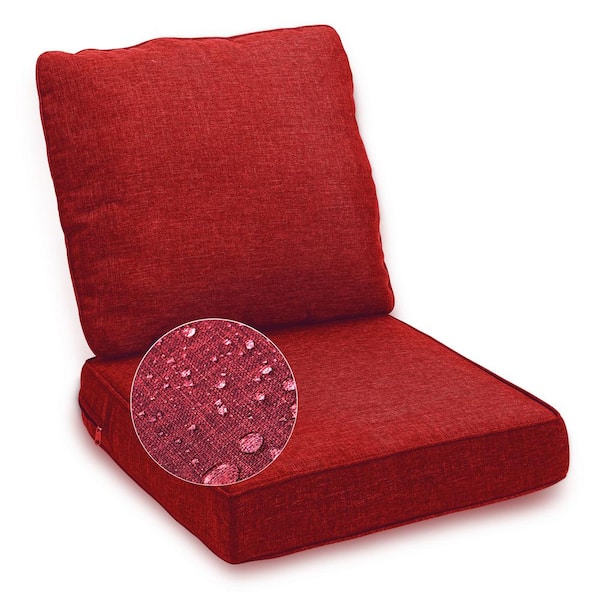 Tenleaf 24 in. x 24 in. Outdoor Dining Chair Cushion in Red