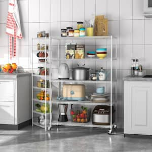 5-Tier Heavy Duty Steel Wire Shelving Unit in White (24 in. W x 48 in. H x 82 in. D)