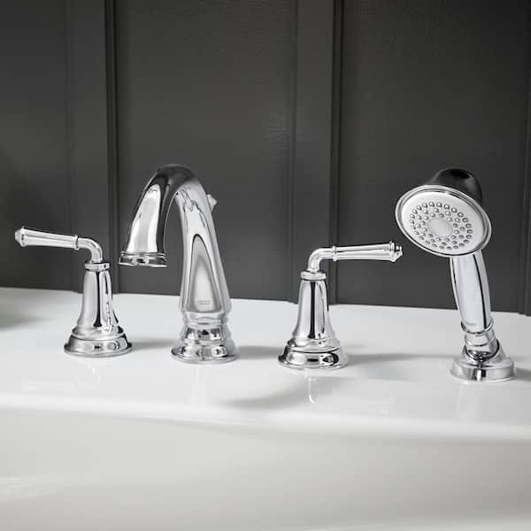Delancey 2-Handle Deck-Mount Roman Tub Faucet with Hand Shower in Polished Chrome