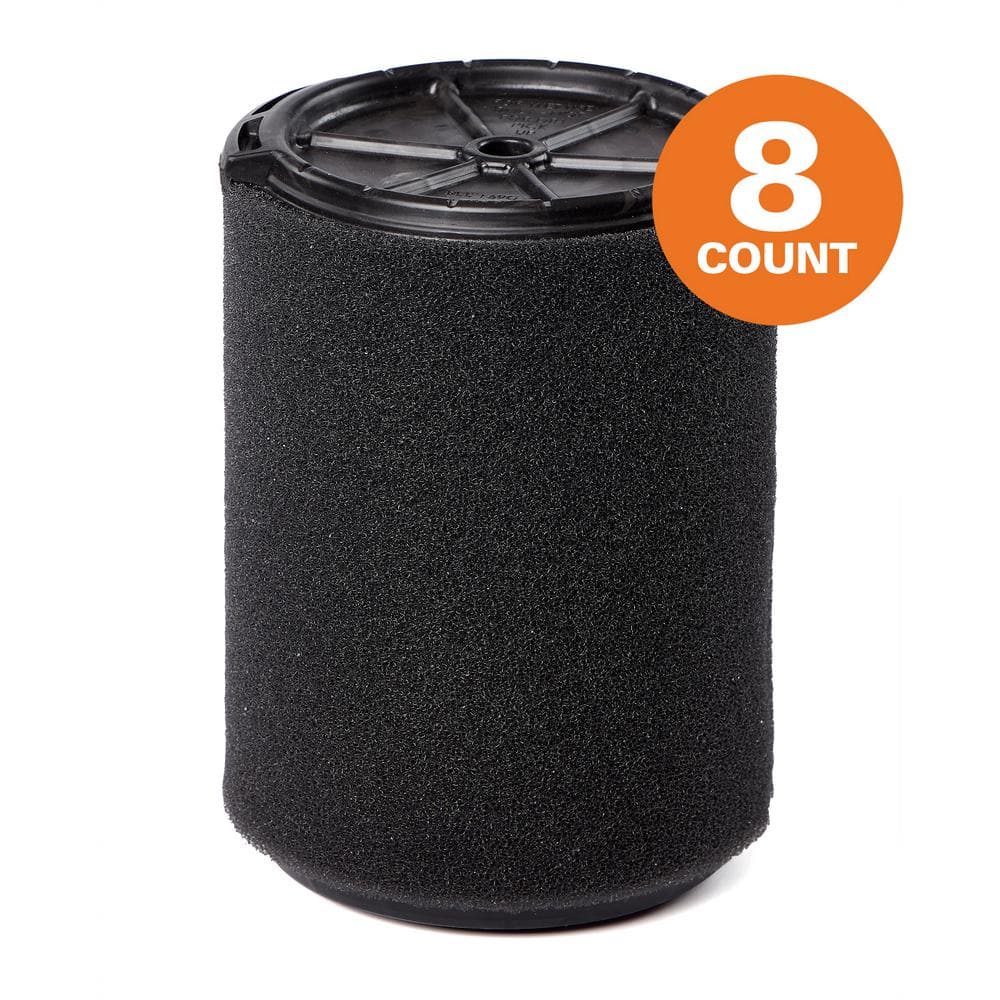 RIDGID Genuine Wet Application Foam Wet Dry Vac Shop Vacuum Filter for Most 5-16 Gal.  Shop Vacuums (8-Pack) VF7000G