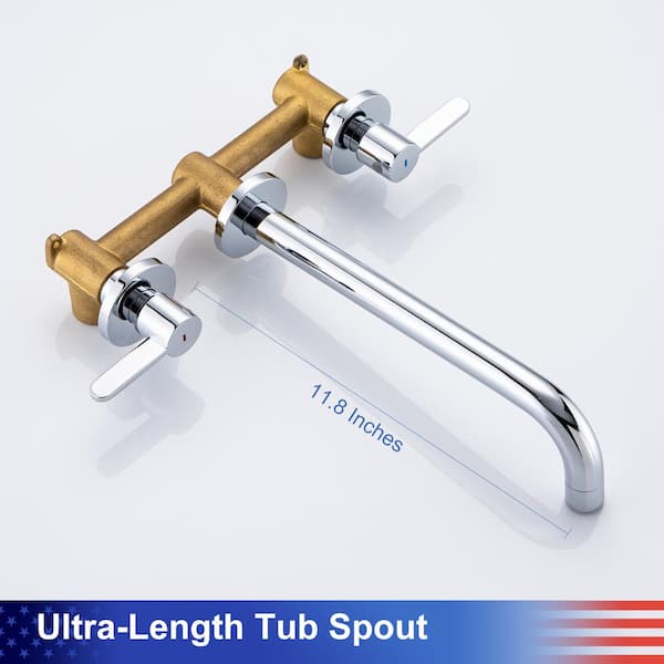 RAINLEX 8014 2-Handle Wall Mount Roman Tub Faucet with High Flow