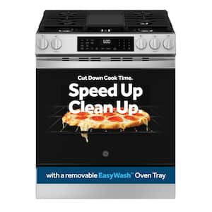 30 in. 5-Burners Slide-In Smart Gas Convection Range in Stainless with EasyWash Oven Tray And No-Preheat Air Fry